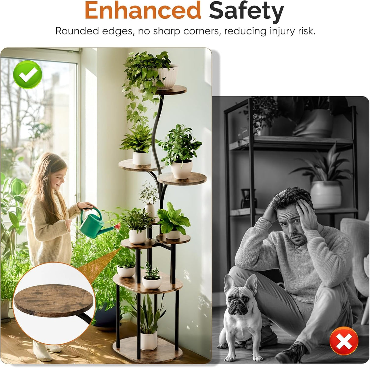 Qmetalart Plant Stand Indoor, 8 Tier Metal Flower Rack with Round Shelves, Modern