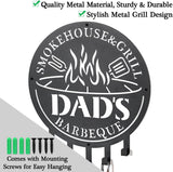 Qmetalart Metal BBQ Sign with Utensil Hangers Smokehouse Wall Art for Outdoor
