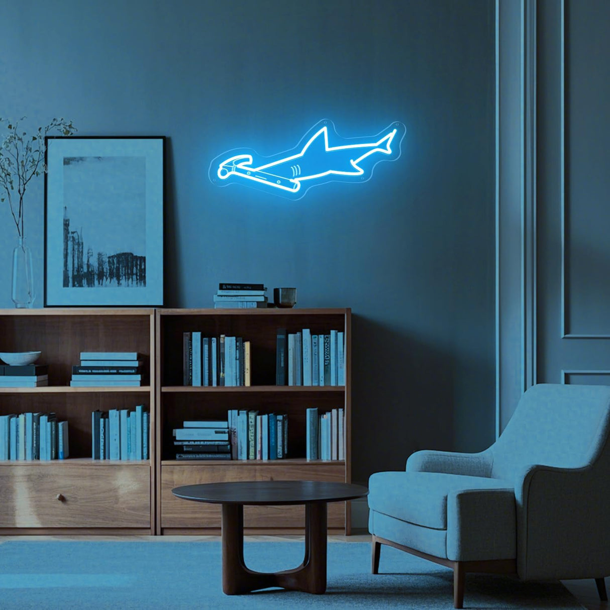 Hammerhead Shark Neon Sign Wall Art - Hammerhead LED Night Light with Personalized Option,