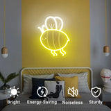 Honeybee Neon Light Wall Decor - LED Room Decor for Bedroom, Kids Room, Living Room