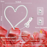 Pink Heart Neon Sign, Neon Heart Light for Wall Decor, Love Hearts LED Light up Sign 13.4×13 Inch Dimmable