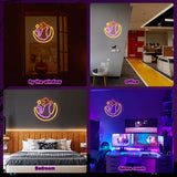 Qmetalart Halloween Cat Neon Sign, Cat on Moon Wall Decor,