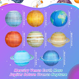 12 Pcs Planet Paper Lanterns Bundle with Planet Neon Sign for Space Party Decoration, Bedroom, Kids