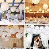 12-Inch White Paper Lanterns，Hanging Round Chinese Paper Lanterns, Decoration for Party Wedding Anniversary (10pcs, White)