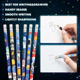 24 Pcs Space Pencils for Kids，Novelty Fun Lead Pencils with Eraser Rocket and Space Party Favors for Birthday Party，