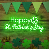 Happy St. Patrick's Day Shamrock Neon Sign Party Wall Decor LED Sign for St