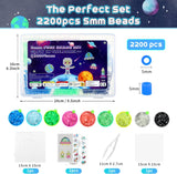 Fontien 2200pcs 5mm Glow in The Dark Fuse Beads Kit for Kids, Iron Beads Set with 8 Colors,