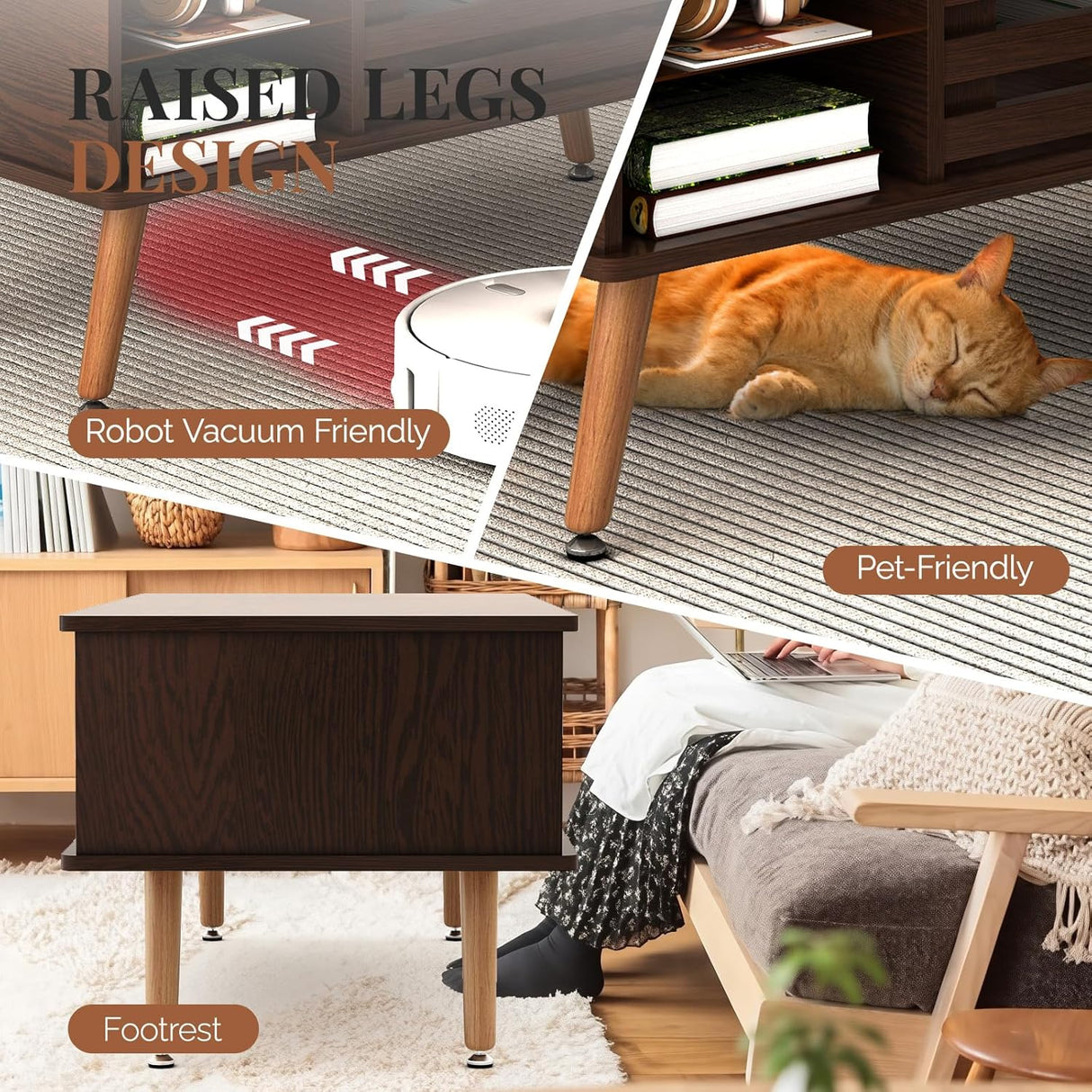 Qmetalart Lift Top Coffee Table with Storage, Mid Century Modern Coffee Table, Central