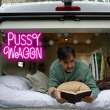 Pussy Wagon Neon Sign, Funny Movie Night Neon Light, Dimmable LED, 14.9 x 10.6 in,