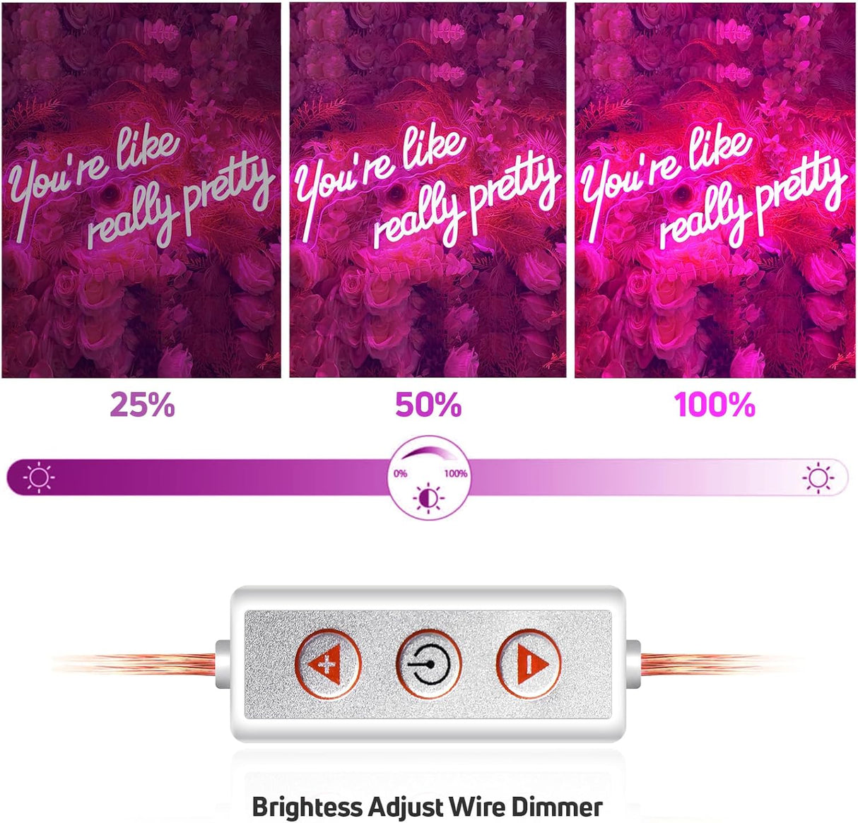 You're Like Really Pretty Neon Sign, Pink Handmade You're Like Really Pretty Led Neon