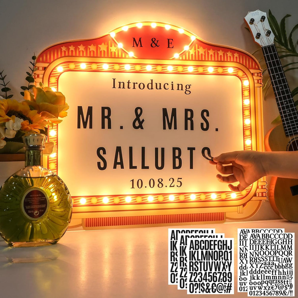 Personalized Wedding Entrance Props Led Marquee Sign for Reception, 22IN Custom