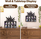 Qmetalart Sunrise Trinket Shelf, Sun Moon Crystal Display Shelf Storage Wall Hanging