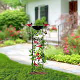 Cardinal Bird Bath Garden Trellis for Climbing Plants Outdoor Wind Chime Decor Red Birds