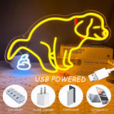 Pooping Dog Neon Sign for Wall Funny Golden Retriever Dog LED Neon Light Sign Dimmable USB