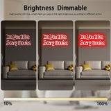 Do You like Scary Movies Neon Signs for Wall Decor, Dimmable Halloween Decoration Gothic Font Scary Movies Sign, USB Neon Light