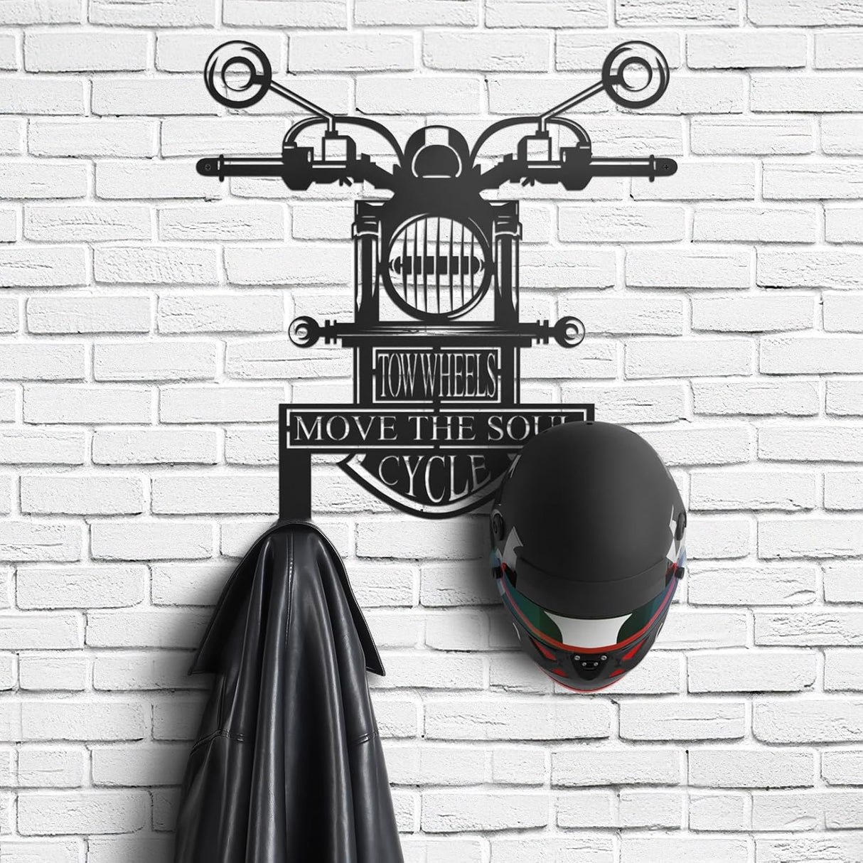 Qmetalart Fathers Gifts Metal Wall Decoration Home Decor Motorcycle Shape Black Wall Art