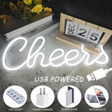 Cheers Neon Sign for Wall Decor, LED Neon Bar Light Sign,USB Powered Wall Neon Light up Sign for