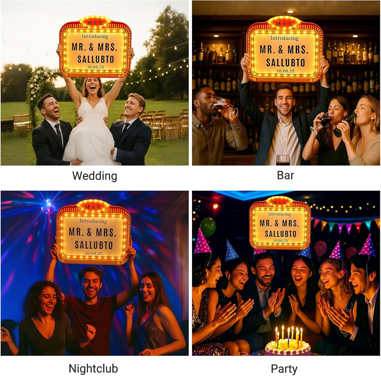 Personalized Wedding Entrance Props Led Marquee Sign for Reception, 22IN Custom