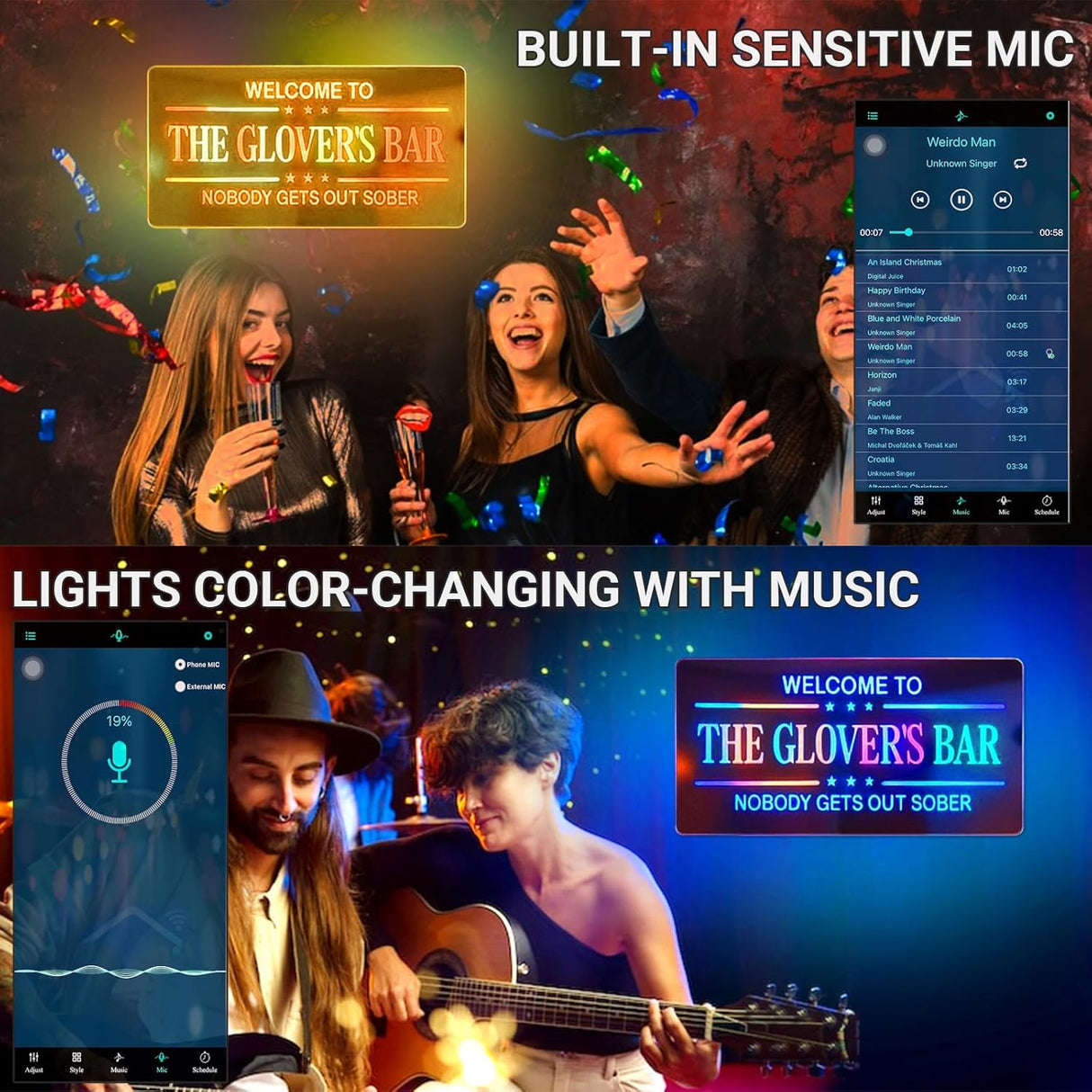 Personalized Bar Led Light for Home Business, Handmade 3D Mirror Light up Sign for Club Pub Man Cave Bistro Lounge Tavern Party Gift