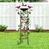 Cardinal Bird Bath Garden Trellis for Climbing Plants Outdoor Wind Chime Decor Red Birds