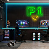 P1 Game Neon Signs for Wall Decor,Dimmable Gaming Neon Light for Gamer Room,