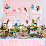 6 Pieces Hawaiian Tropical Birds Hanging Parrot Honeycomb Party