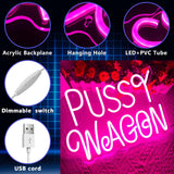 Pussy Wagon Neon Sign, Funny Movie Night Neon Light, Dimmable LED, 14.9 x 10.6 in,