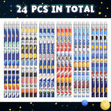24 Pcs Space Pencils for Kids，Novelty Fun Lead Pencils with Eraser Rocket and Space Party Favors for Birthday Party，