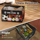 Qmetalart Dog Toy Box, Metal Dog Toy Storage Box with Lid, Chew-Resistant Dog Toy Basket, Durable