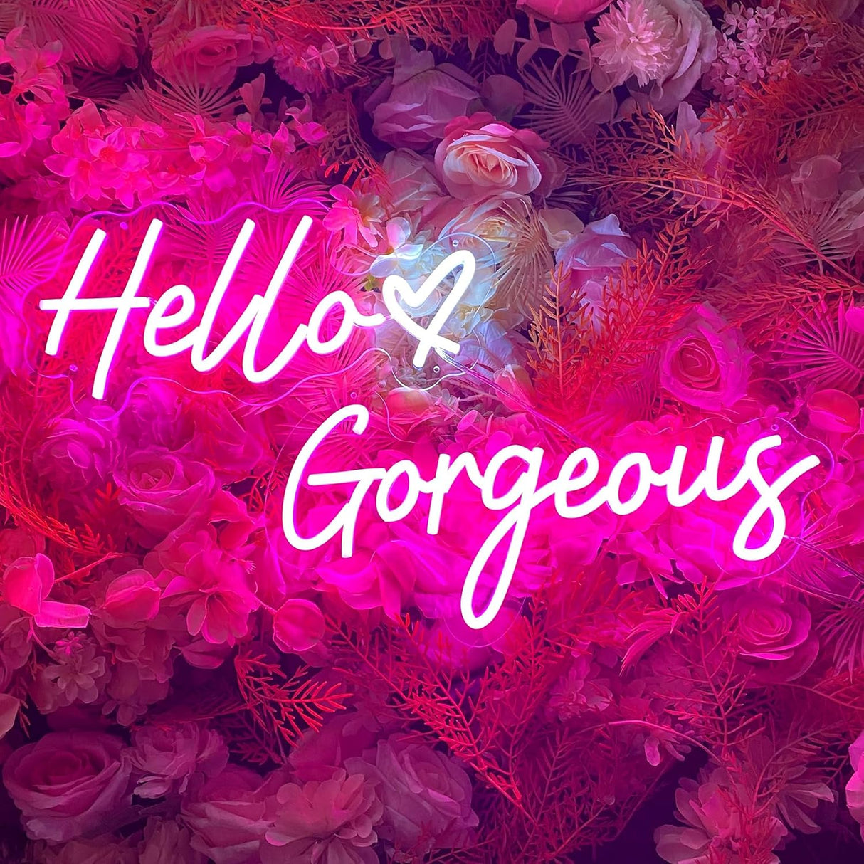 30 Inch Large Hello Gorgeous Neon Sign, 12V Pink Hello Beautiful Led Neon Light for Wedding