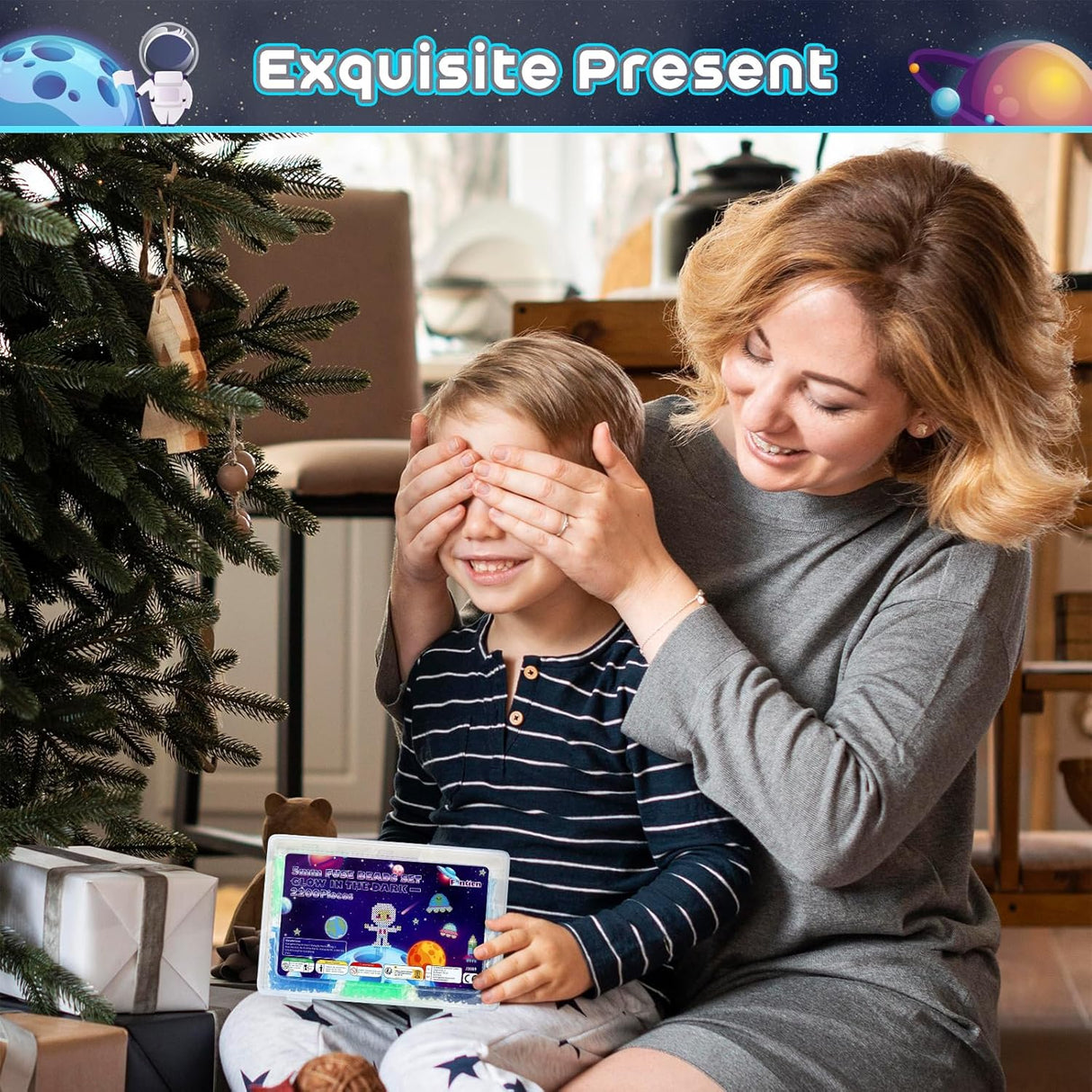 Fontien 2200pcs 5mm Glow in The Dark Fuse Beads Kit for Kids, Iron Beads Set with 8 Colors,