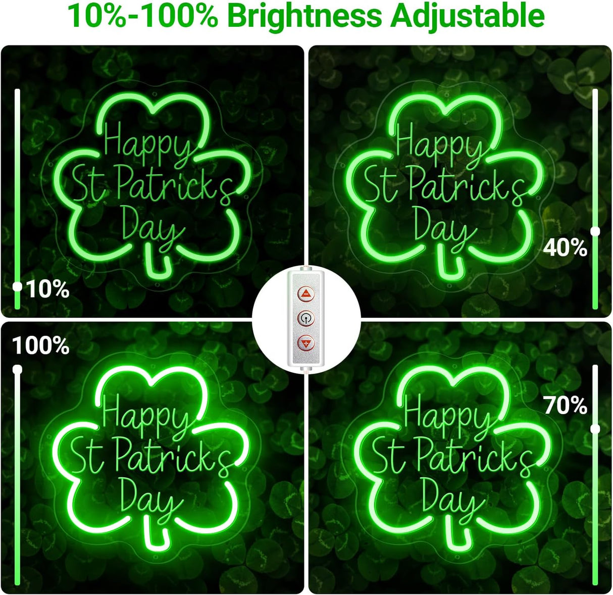 Happy St. Patrick's Day Shamrock Shape Neon Sign Party Decor LED Sign for St. Patrick's Day Decor