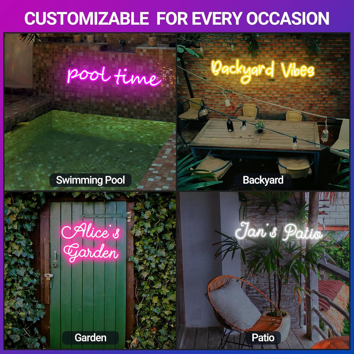 Waterproof Customizable - Neon Signs For Wall Decor, Personalised Led Neon Lights For Yard