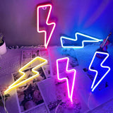 Neon Signs Lightning Bolt Neon Light Sign for Wall Decor, Battery or USB Powered Led Lightning Light Neon Sign for Bedroom