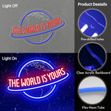 Remote Dimmer Planet LED Neon Light Lamp for Wall Decor, USB Power for Man Cave Home Bar Bistro Club