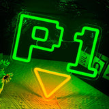 P1 Game Neon Signs for Wall Decor,Dimmable Gaming Neon Light for Gamer Room,