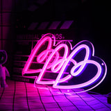 Neon Light Three Heart Light Sign for Girl Room/Party Decor，Birthday or Holiday Gifts for Children, Your Loved Ones, Parents and Friends (Neon Light Heart)