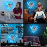 Printed Pug with Ice Blue LED, 11"x12" USB-Powered Acrylic Wall Neon Light for Dog Bedrooms