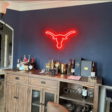 Texas Bull Neon Sign for Wall, Remote Dimmer Red Western Texas Bull Skull Led Neon Light Sign