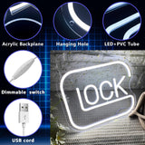 Lock Neon Signs for Wall Decor,Dimmable Game Neon Light for Gamer,Usb Powered Gaming Lights