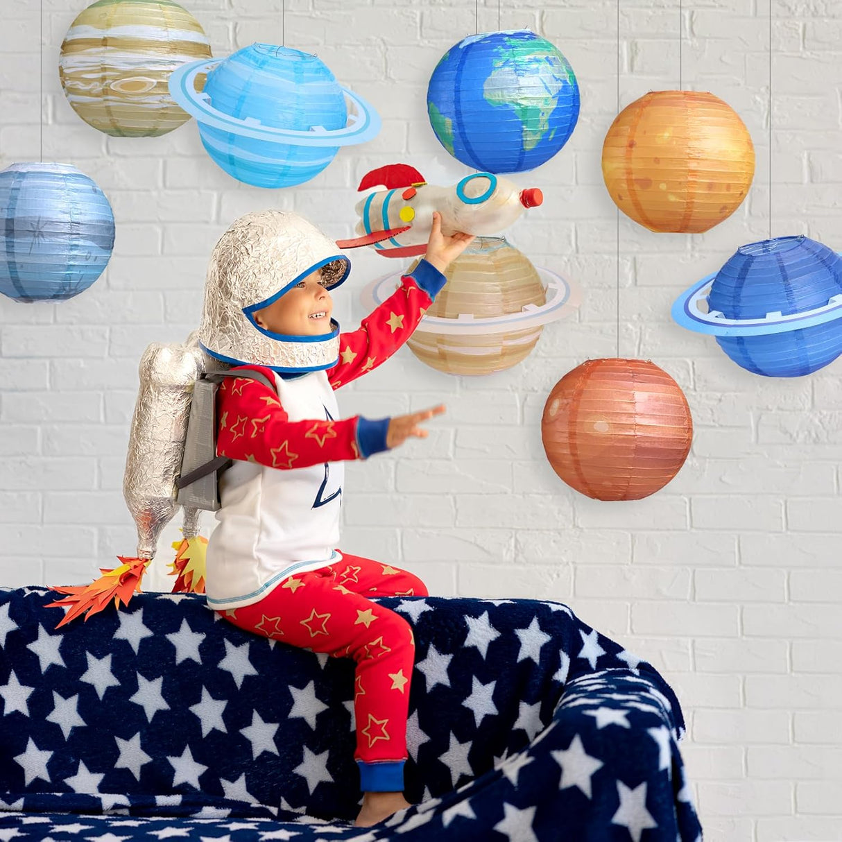 8 pcs Planet Paper Lanterns,10 inch Outer Space Party Decorations, Solar System