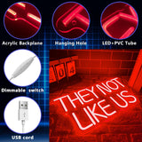 They Not Like US Neon Sign, Dimmable LED Music Neon Signs for Wall Decor,
