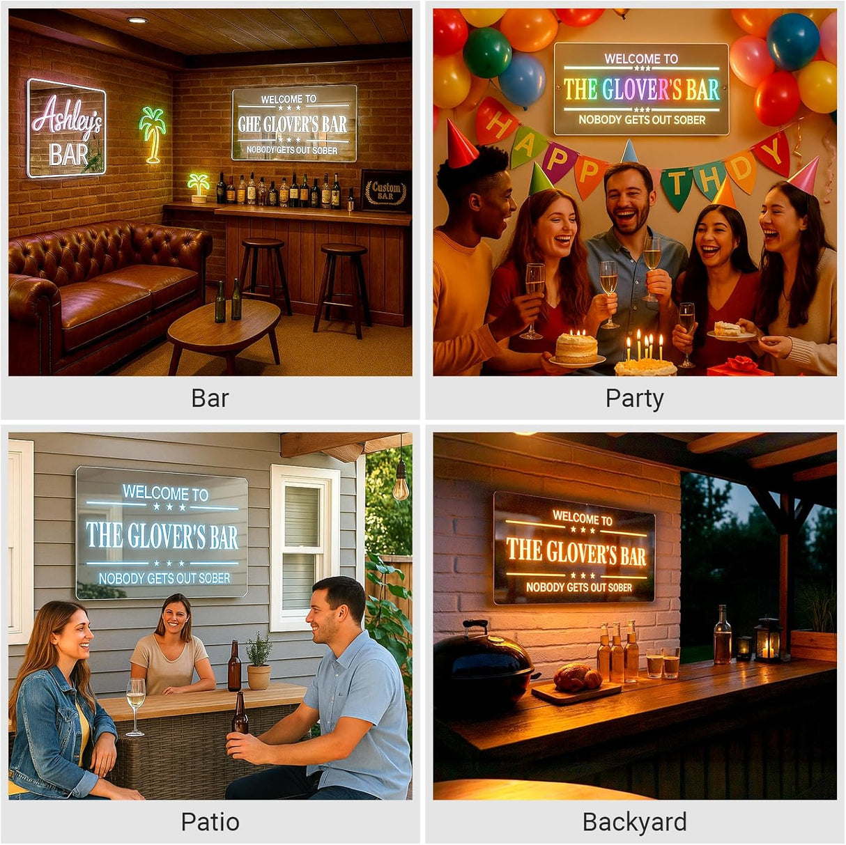 Personalized Bar Led Light for Home Business, Handmade 3D Mirror Light up Sign for Club Pub Man Cave Bistro Lounge Tavern Party Gift