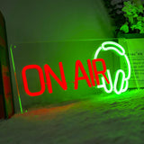 Red Green Recording Headset LED Neon Light for Live Room, USB Powered for Twitch