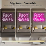 Pussy Wagon Neon Sign, Funny Movie Night Neon Light, Dimmable LED, 14.9 x 10.6 in,
