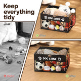 Qmetalart Dog Toy Box, Metal Dog Toy Storage Box with Lid, Chew-Resistant Dog Toy Basket, Durable