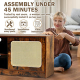 Qmetalart Boho TV Stand for 30-65 inch TVs，Ratten Entertainment Center with 3 Adjustable Shelves,