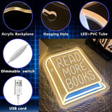 Read More Books Neon Signs for Wall Decor, Dimmable Book Classroom