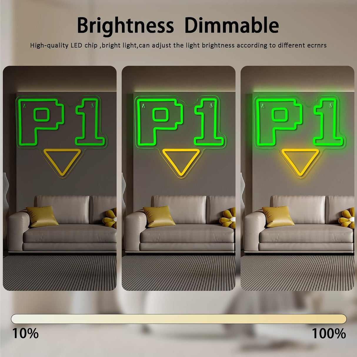 P1 Game Neon Signs for Wall Decor,Dimmable Gaming Neon Light for Gamer Room,