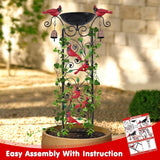 Cardinal Bird Bath Garden Trellis for Climbing Plants Outdoor Wind Chime Decor Red Birds